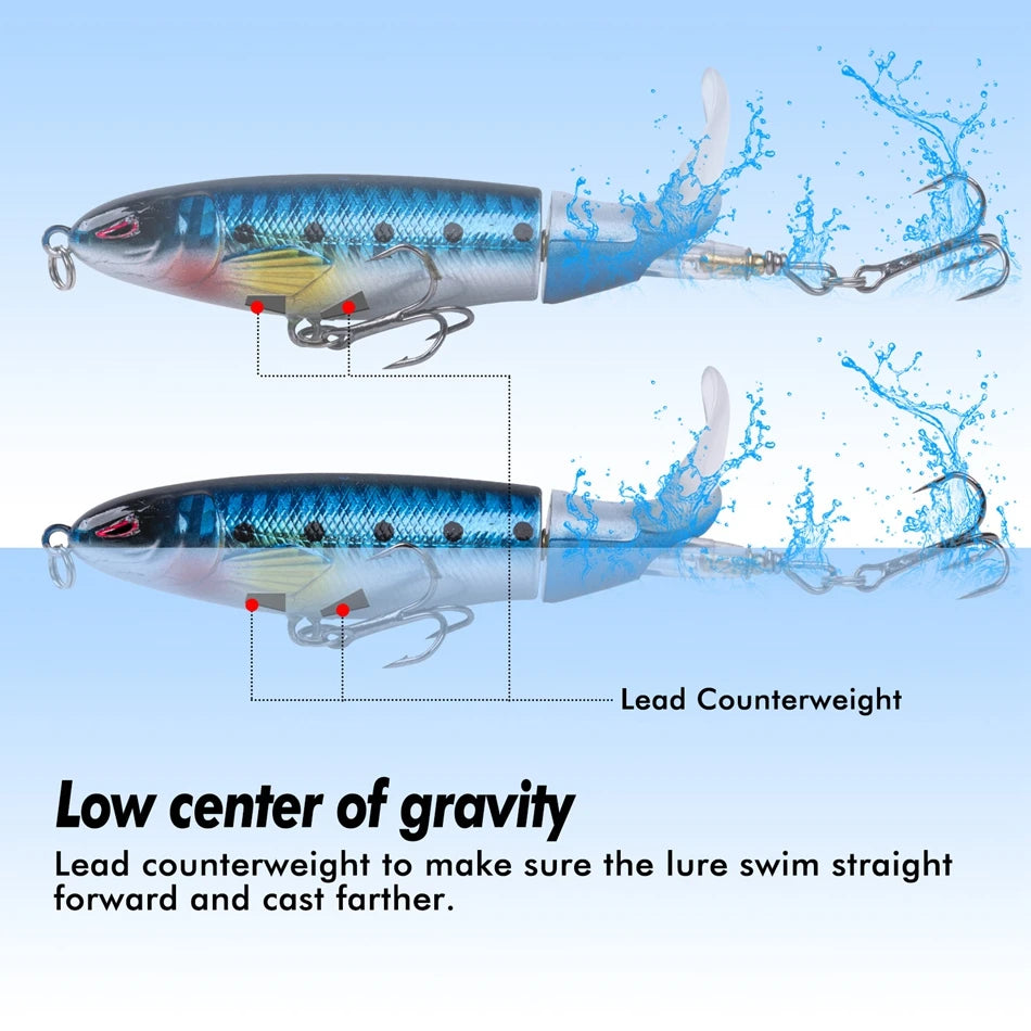 Whopper Popper 10cm/11cm/14cm Top Water Fishing Lure Blowups Pike Baits Rotating Tail Fishing Tackle Crankbait Wobblers