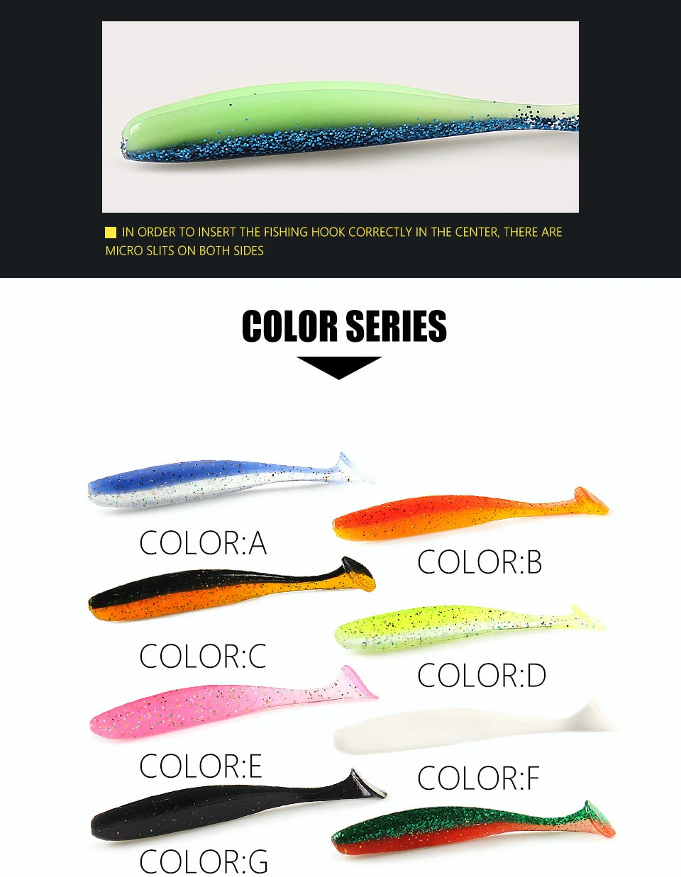 Soft Lures Baits Fishing Lure Double Color Silicone Bait T-Tail