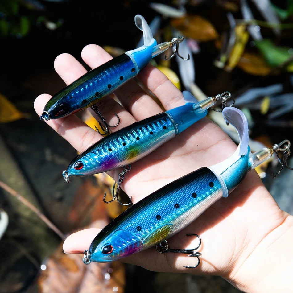 Whopper Popper 10cm/11cm/14cm Top Water Fishing Lure Blowups Pike Baits Rotating Tail Fishing Tackle Crankbait Wobblers
