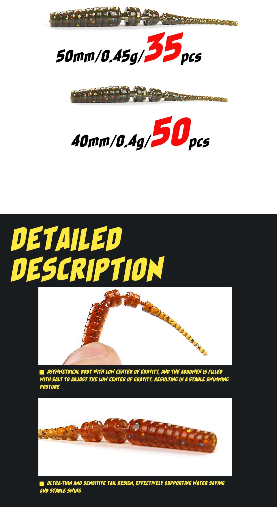 Soft Worm Fishing Lures – Polaris Sinking Bait for Bass, Trout & More | Soft Plastic Pesca Baits