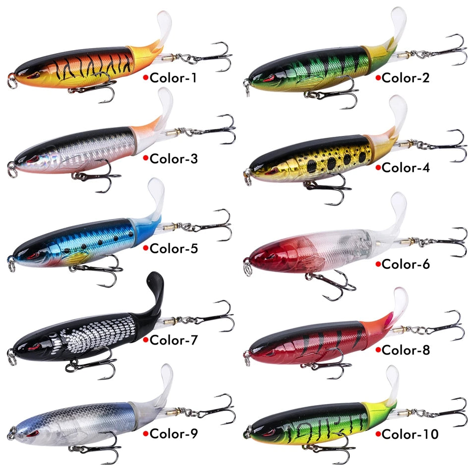 Whopper Popper 10cm/11cm/14cm Top Water Fishing Lure Blowups Pike Baits Rotating Tail Fishing Tackle Crankbait Wobblers