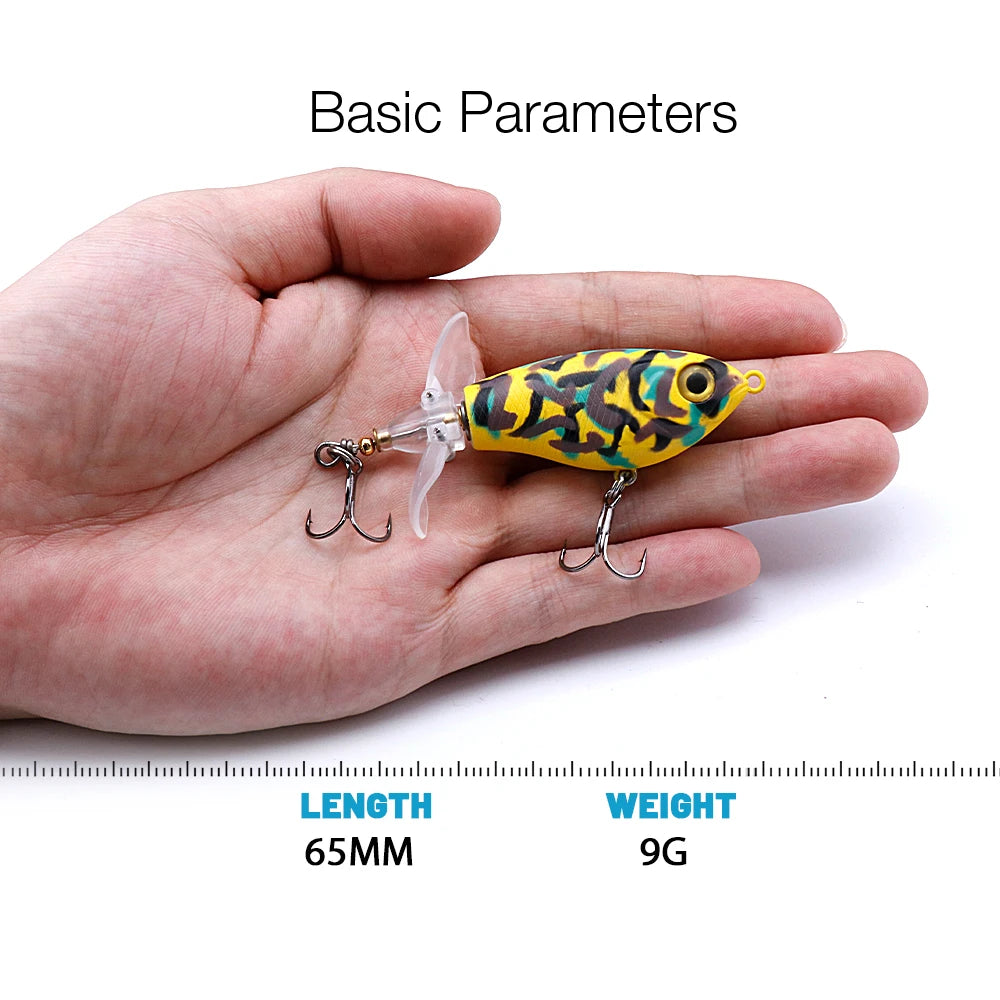 Whopper Popper Lures – Propeller Tail, Floating TopWater Baits (9g/8g/14g/17g/24g)