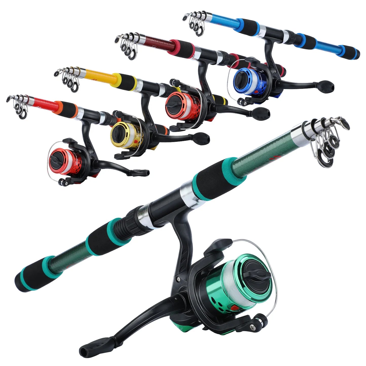 Spinning Fishing Rod & Reel Combo – 1.8M Telescopic Rod, 5.2:1 3BB Reel, 5kg Max Drag – Full Fishing Kit