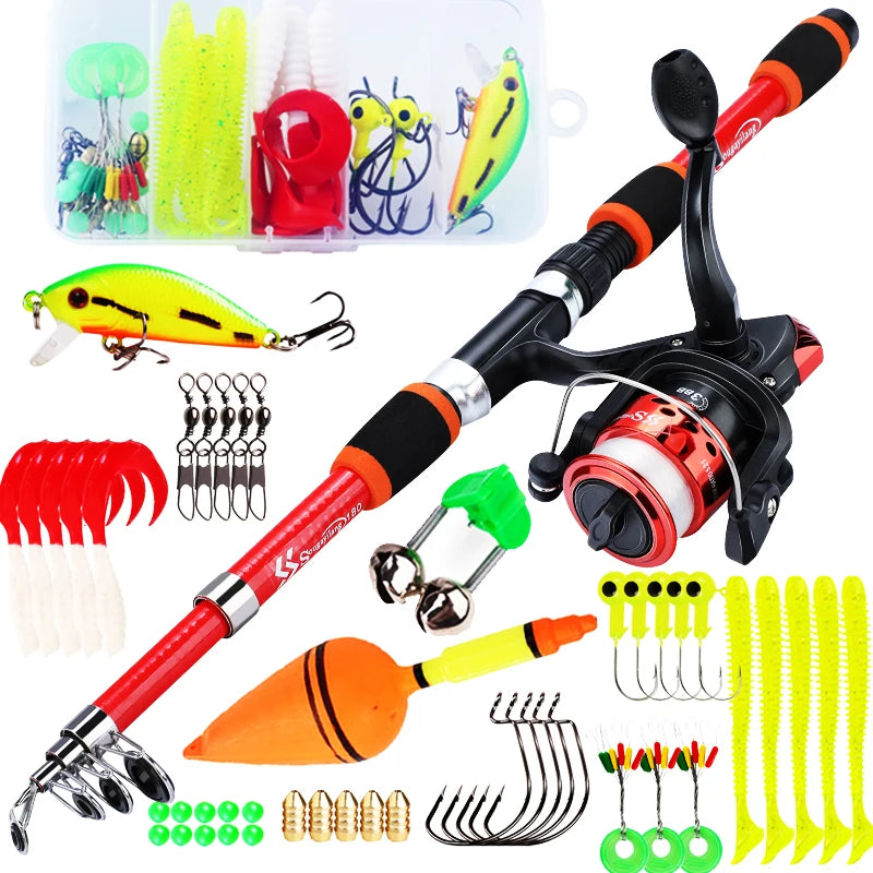 Spinning Fishing Rod & Reel Combo – 1.8M Telescopic Rod, 5.2:1 3BB Reel, 5kg Max Drag – Full Fishing Kit