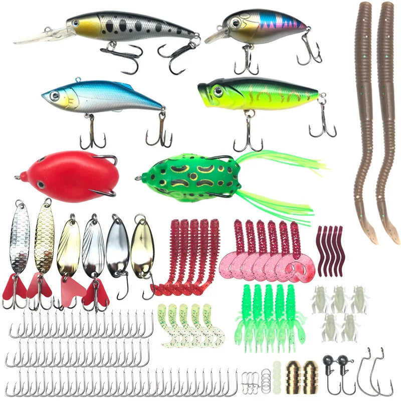 Ultimate Fishing Lure Kit – Soft & Hard Baits | Crankbaits, Jigs, Spoons & Minnows for Bass & Pike – Tackle Box Included