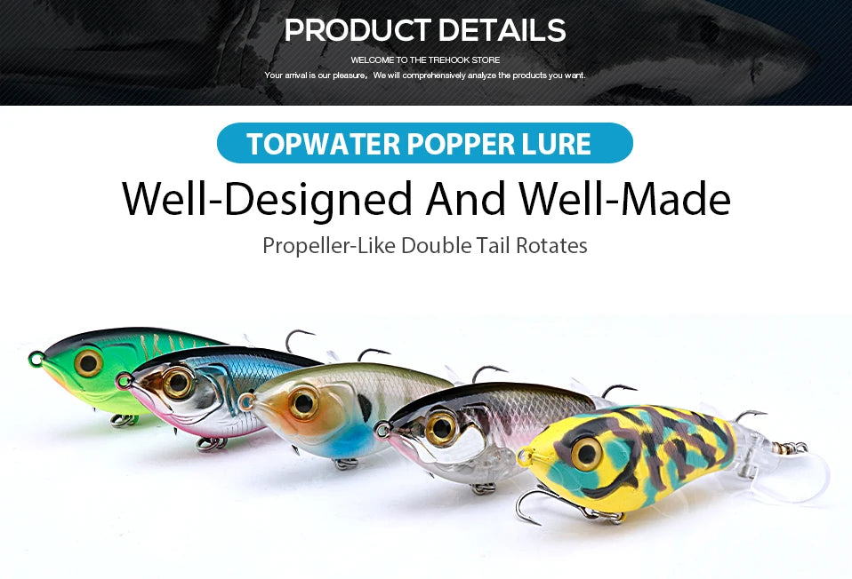 Whopper Popper Lures – Propeller Tail, Floating TopWater Baits (9g/8g/14g/17g/24g)