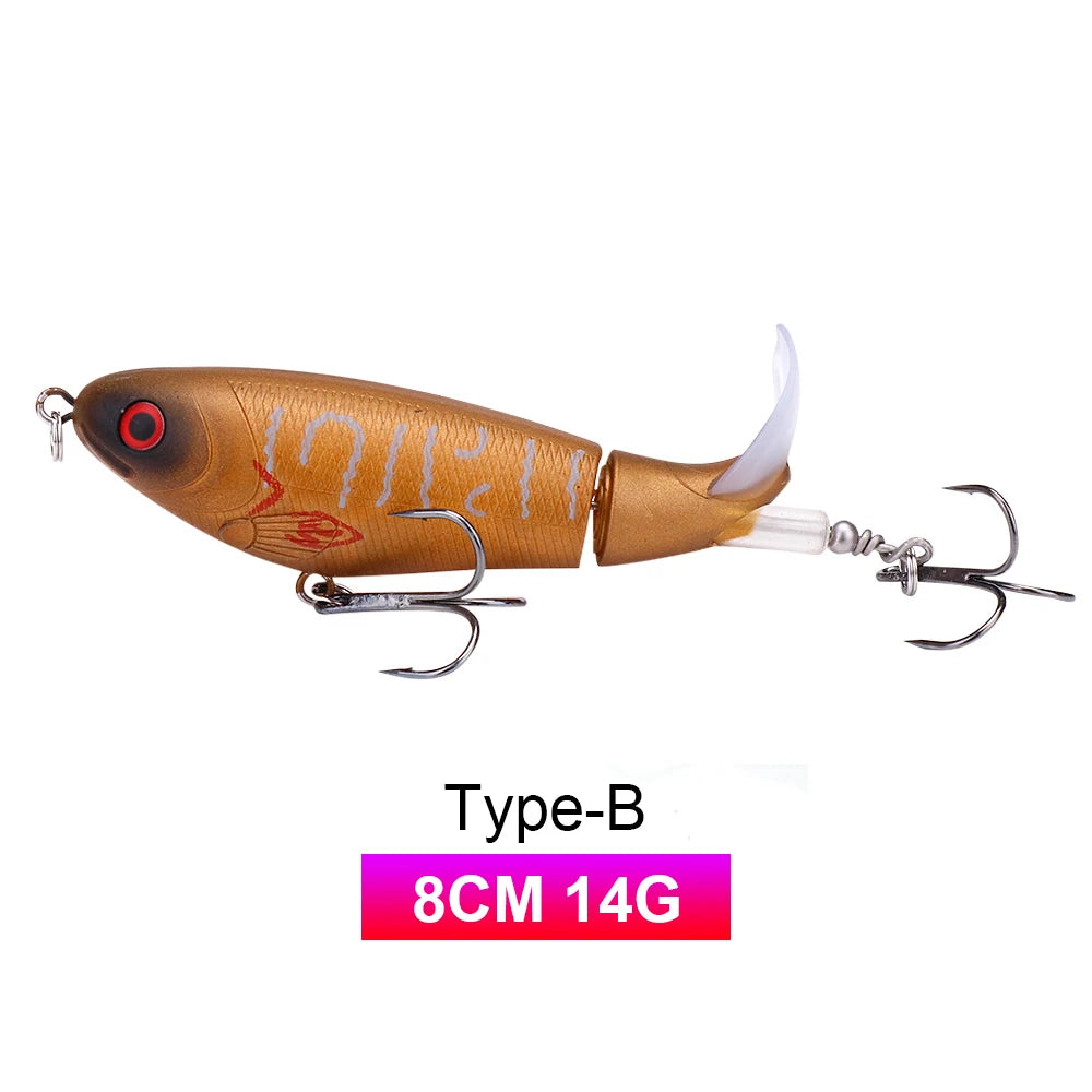 Whopper Popper Lures – Propeller Tail, Floating TopWater Baits (9g/8g/14g/17g/24g)
