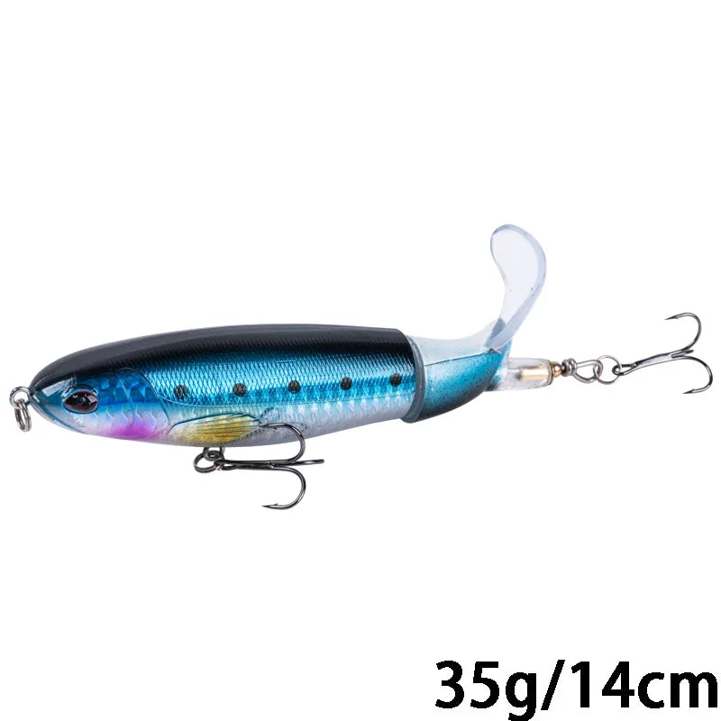 Whopper Popper 10cm/11cm/14cm Top Water Fishing Lure Blowups Pike Baits Rotating Tail Fishing Tackle Crankbait Wobblers