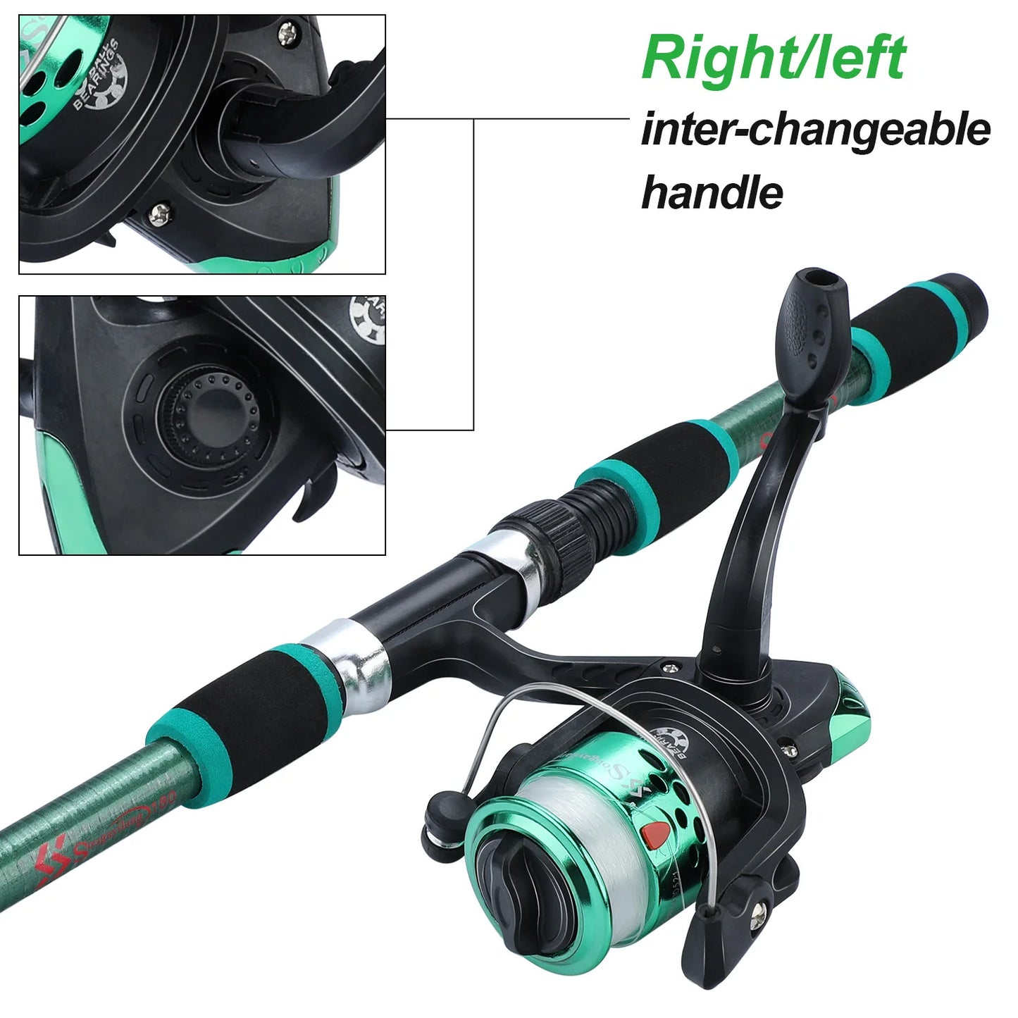 Spinning Fishing Rod & Reel Combo – 1.8M Telescopic Rod, 5.2:1 3BB Reel, 5kg Max Drag – Full Fishing Kit