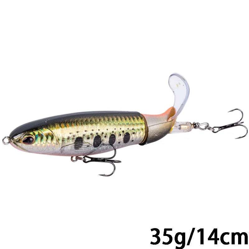 Whopper Popper 10cm/11cm/14cm Top Water Fishing Lure Blowups Pike Baits Rotating Tail Fishing Tackle Crankbait Wobblers
