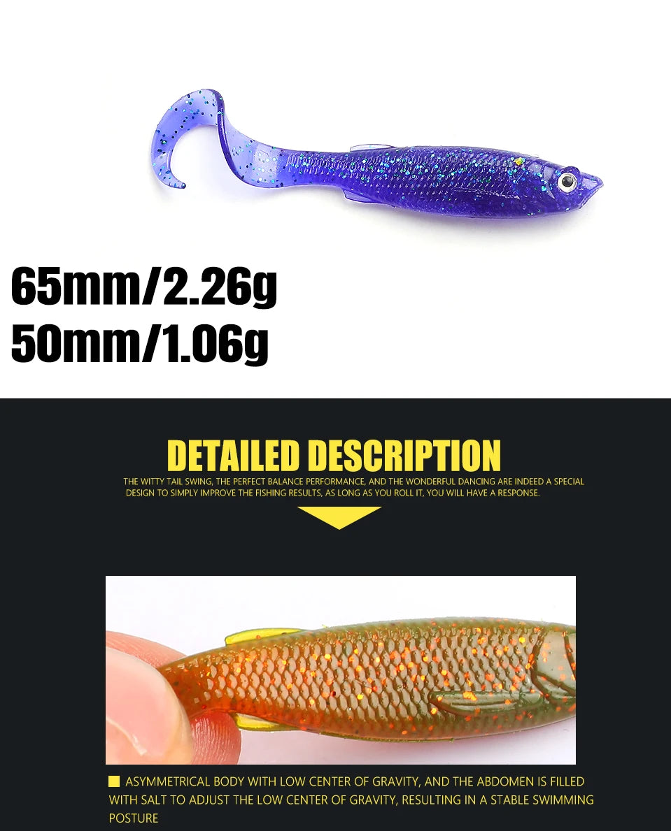 Soft Bait Fishing Lures – 5cm/6.5cm with 3D Eyes for Pike, Zander & Predator Fishing