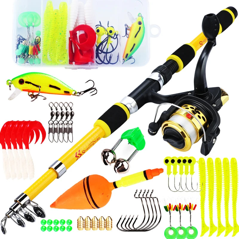Spinning Fishing Rod & Reel Combo – 1.8M Telescopic Rod, 5.2:1 3BB Reel, 5kg Max Drag – Full Fishing Kit