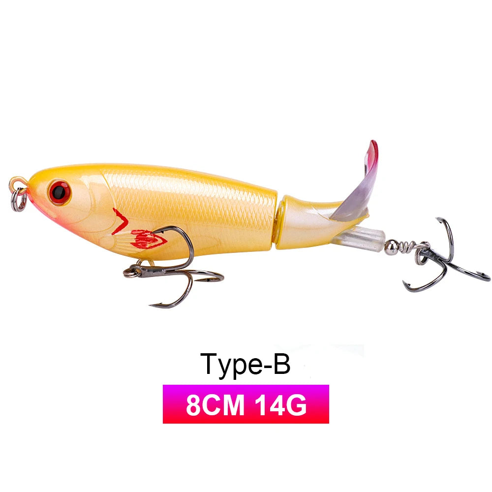 Whopper Popper Lures – Propeller Tail, Floating TopWater Baits (9g/8g/14g/17g/24g)