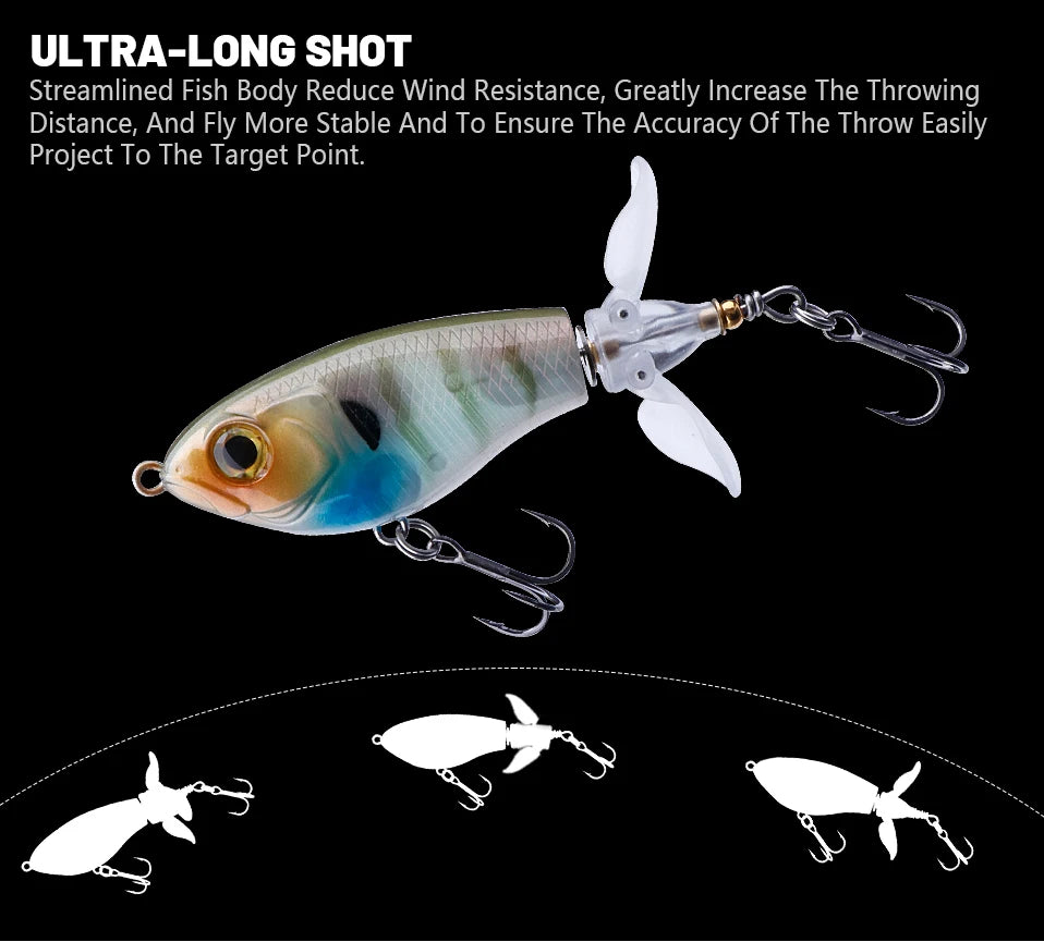 Whopper Popper Lures – Propeller Tail, Floating TopWater Baits (9g/8g/14g/17g/24g)