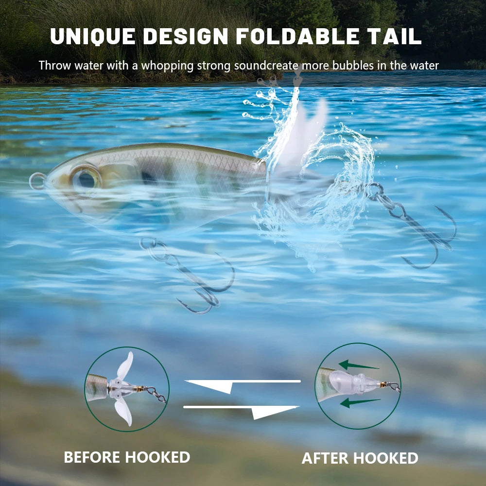 Whopper Popper Lures – Propeller Tail, Floating TopWater Baits (9g/8g/14g/17g/24g)