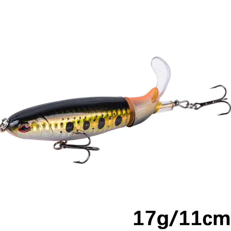 Whopper Popper 10cm/11cm/14cm Top Water Fishing Lure Blowups Pike Baits Rotating Tail Fishing Tackle Crankbait Wobblers