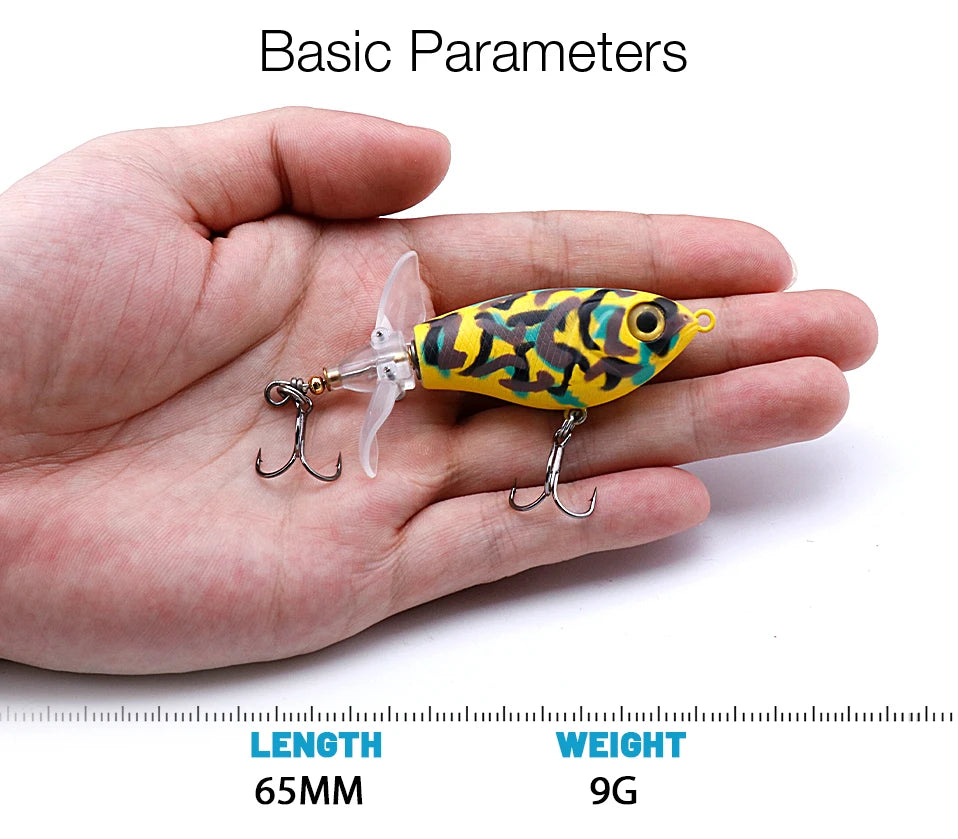 Whopper Popper Lures – Propeller Tail, Floating TopWater Baits (9g/8g/14g/17g/24g)