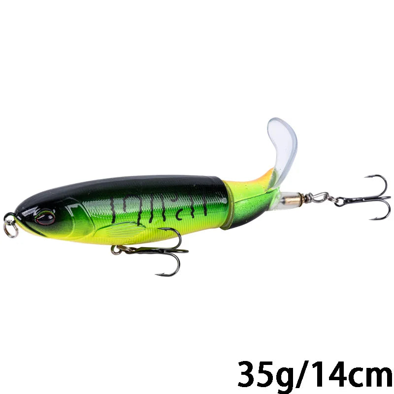 Whopper Popper 10cm/11cm/14cm Top Water Fishing Lure Blowups Pike Baits Rotating Tail Fishing Tackle Crankbait Wobblers