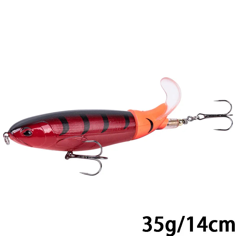 Whopper Popper 10cm/11cm/14cm Top Water Fishing Lure Blowups Pike Baits Rotating Tail Fishing Tackle Crankbait Wobblers