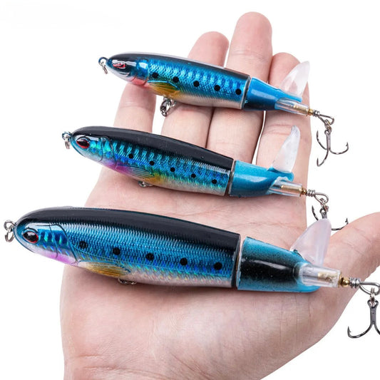 Whopper Popper 10cm/11cm/14cm Top Water Fishing Lure Blowups Pike Baits Rotating Tail Fishing Tackle Crankbait Wobblers