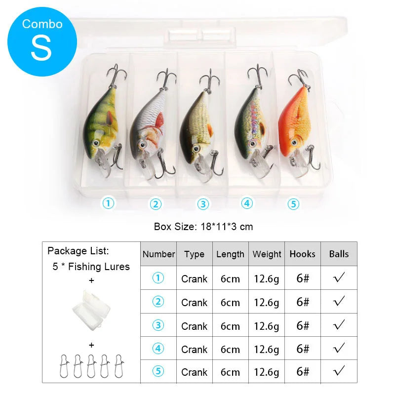 Premium Hard Crankbait Set – 5pcs Fishing Lures for Bass, Pike & Predators