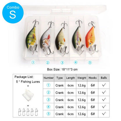 Premium Hard Crankbait Set – 5pcs Fishing Lures for Bass, Pike & Predators