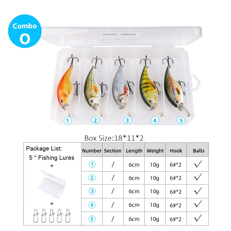 Premium Hard Crankbait Set – 5pcs Fishing Lures for Bass, Pike & Predators