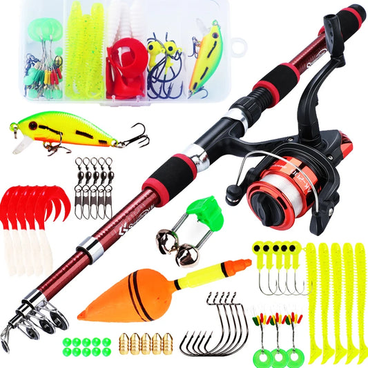 Spinning Fishing Rod & Reel Combo – 1.8M Telescopic Rod, 5.2:1 3BB Reel, 5kg Max Drag – Full Fishing Kit