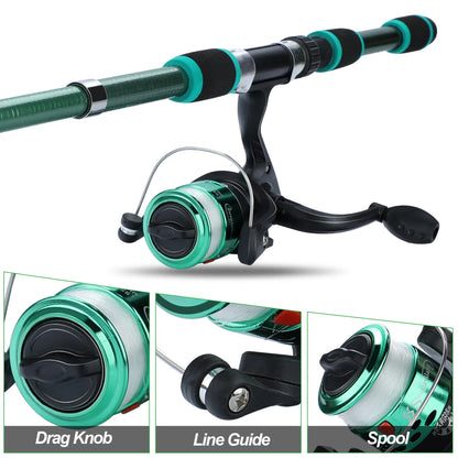 Spinning Fishing Rod & Reel Combo – 1.8M Telescopic Rod, 5.2:1 3BB Reel, 5kg Max Drag – Full Fishing Kit