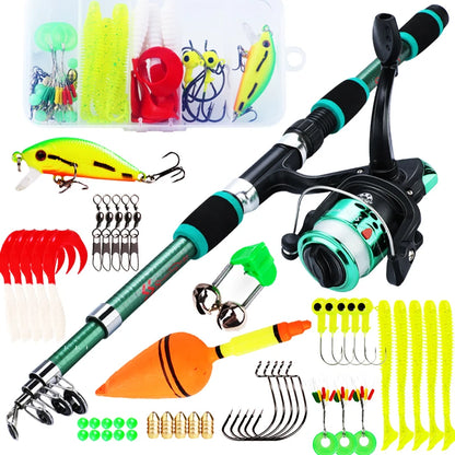 Spinning Fishing Rod & Reel Combo – 1.8M Telescopic Rod, 5.2:1 3BB Reel, 5kg Max Drag – Full Fishing Kit