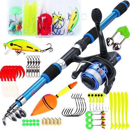 Spinning Fishing Rod & Reel Combo – 1.8M Telescopic Rod, 5.2:1 3BB Reel, 5kg Max Drag – Full Fishing Kit
